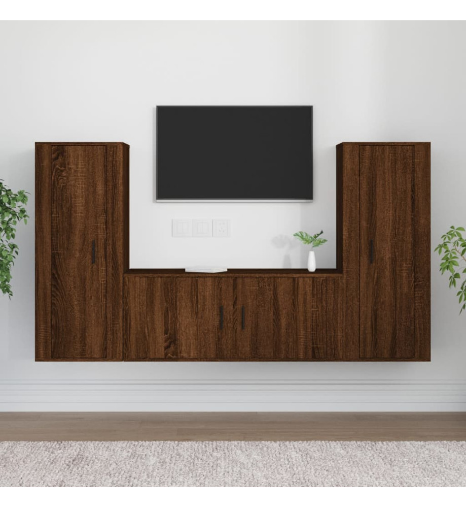 Ensemble de meubles TV 3 pcs Chêne marron Bois d'ingénierie