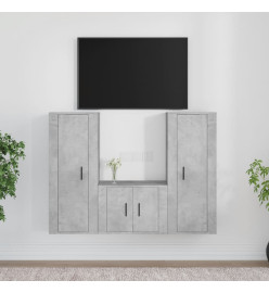 Ensemble de meubles TV 3 pcs Gris béton Bois d'ingénierie