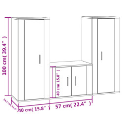 Ensemble de meubles TV 3 pcs Gris béton Bois d'ingénierie