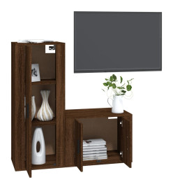 Ensemble de meubles TV 2 pcs Chêne marron Bois d'ingénierie