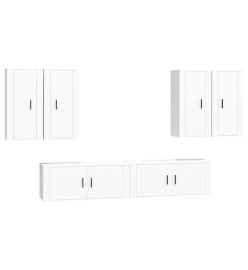 Ensemble de meubles TV 6 pcs Blanc Bois d'ingénierie