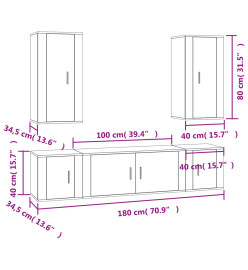 Ensemble de meubles TV 5 pcs Chêne fumé Bois d'ingénierie