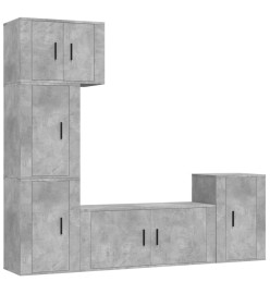 Ensemble de meubles TV 5 pcs Gris béton Bois d'ingénierie