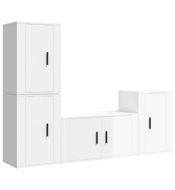 Ensemble de meubles TV 4 pcs Blanc brillant Bois d'ingénierie