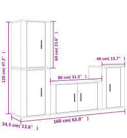 Ensemble de meubles TV 4 pcs Blanc brillant Bois d'ingénierie