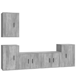 Ensemble de meubles TV 5 pcs Gris béton Bois d'ingénierie