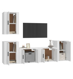 Ensemble de meubles TV 5 pcs Blanc Bois d'ingénierie