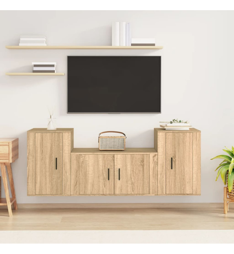 Ensemble de meubles TV 3 pcs Chêne sonoma Bois d'ingénierie