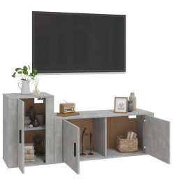 Ensemble de meubles TV 2 pcs gris béton bois d'ingénierie