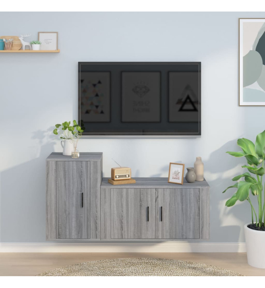 Ensemble de meubles TV 2 pcs Sonoma gris Bois d'ingénierie