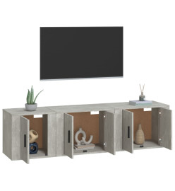 Ensemble de meubles TV 3 pcs Gris béton Bois d'ingénierie