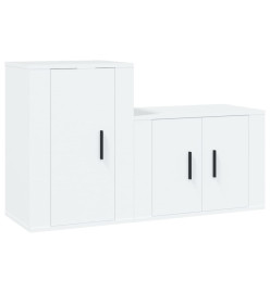 Ensemble de meubles TV 2 pcs Blanc Bois d'ingénierie