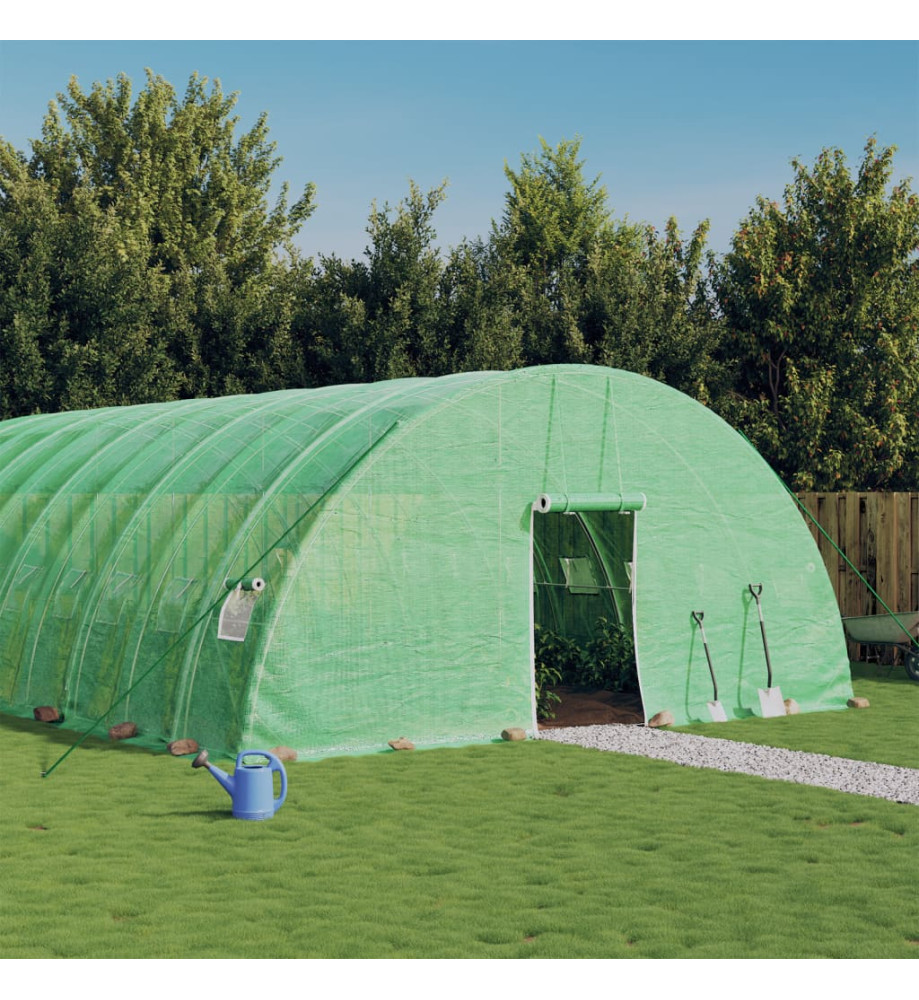 Serre avec cadre en acier vert 96 m² 16x6x2,85 m