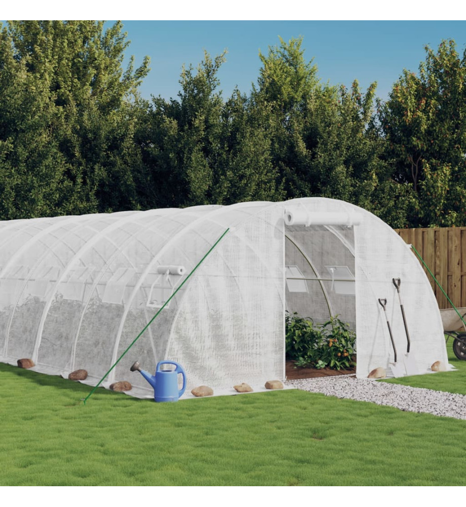 Serre avec cadre en acier blanc 56 m² 14x4x2 m