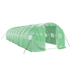 Serre avec cadre en acier vert 30 m² 10x3x2 m