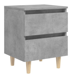 Table de chevet avec pieds en pin Gris béton 40x35x50 cm