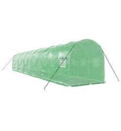 Serre avec cadre en acier vert 24 m² 12x2x2 m