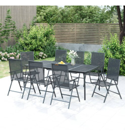 Ensemble de salle à manger de jardin 9 pcs anthracite acier