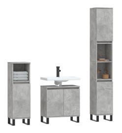 Ensemble d'armoires de salle de bain 3 pcs gris béton