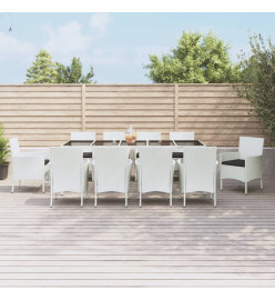 Ensemble à manger de jardin et coussins 11 pcs blanc poly rotin