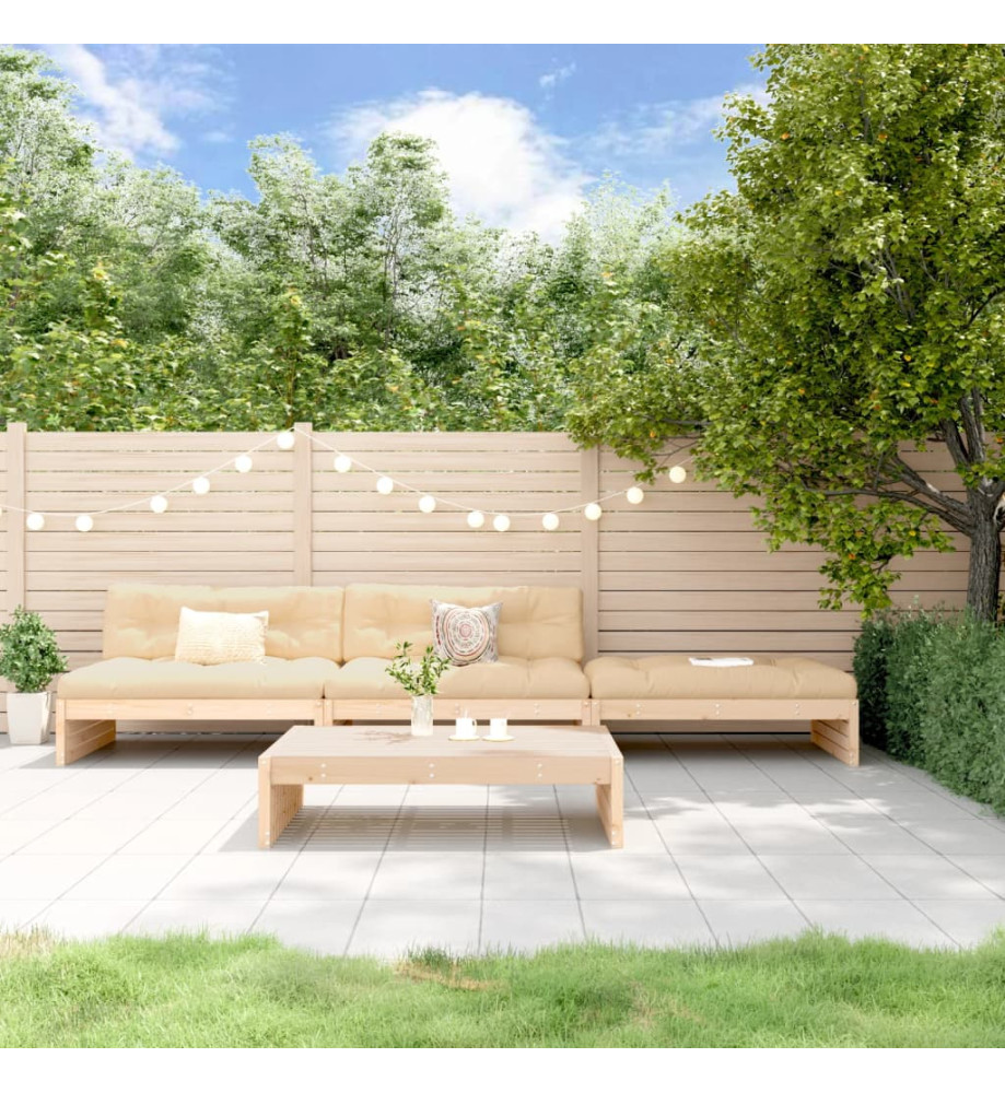 Salon de jardin 4 pcs avec coussins bois massif