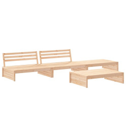 Salon de jardin 4 pcs avec coussins bois massif