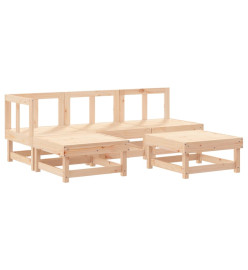 Salon de jardin 5 pcs avec coussins bois massif