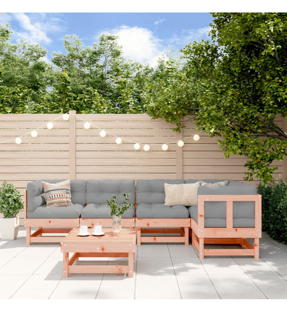 Salon de jardin 6 pcs avec coussins bois massif Douglas