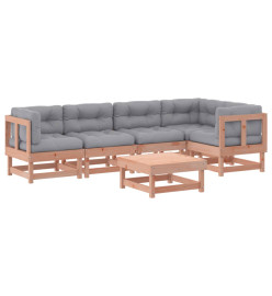 Salon de jardin 6 pcs avec coussins bois massif Douglas