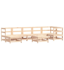 Salon de jardin 8 pcs avec coussins bois massif