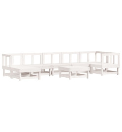 Salon de jardin 8 pcs avec coussins blanc bois massif