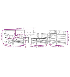 Salon de jardin 7 pcs avec coussins bois massif douglas