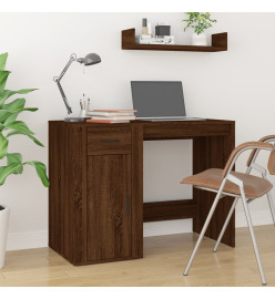 Bureau avec armoire chêne marron bois d'ingénierie