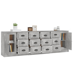 Buffets 3 pcs gris béton bois d'ingénierie