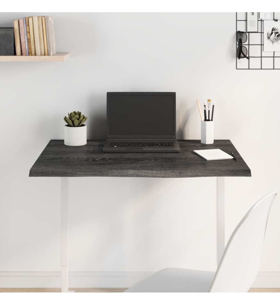 Dessus de bureau gris foncé 80x60x2 cm bois chêne traité