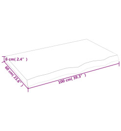 Dessus de table 100x60x6 cm bois de chêne massif non traité