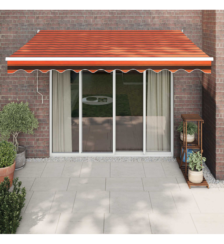 Auvent rétractable automatique orange et marron 3,5x2,5 m