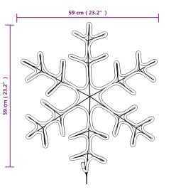 Flocons de neige de Noël avec LED 2 pcs Blanc chaud 59x59 cm