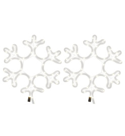 Flocon de neige de Noël avec LED 2 pcs Blanc chaud 27x27 cm