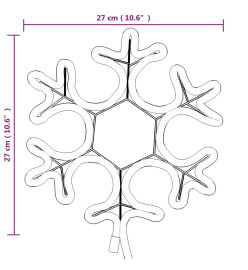 Flocon de neige de Noël avec LED 2 pcs Blanc chaud 27x27 cm