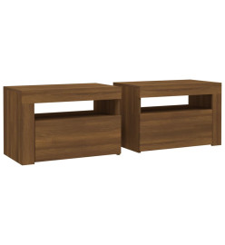 Tables de chevet 2 pcs avec LED chêne marron 60x35x40 cm