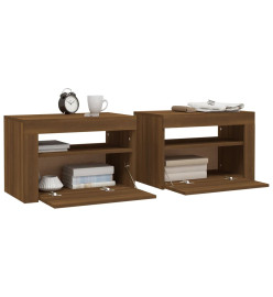 Tables de chevet 2 pcs avec LED chêne marron 60x35x40 cm