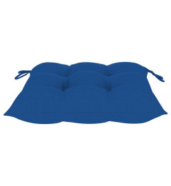 Chaises de jardin 2 pcs avec coussins bleu Bois de teck massif