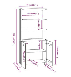 Buffet HAMAR Bois massif de pin Blanc