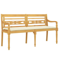 Banc Batavia avec coussin crème 150 cm Bois de teck massif