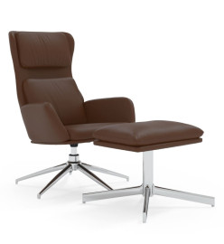 Chaise de relaxation avec tabouret Marron brillant Similicuir