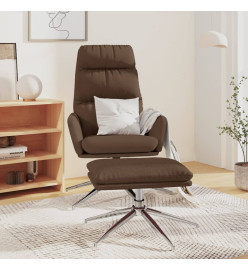 Chaise de relaxation avec tabouret Marron Tissu