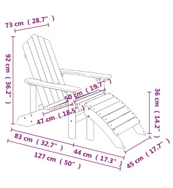 Chaise de jardin Adirondack repose-pied table PEHD Marron