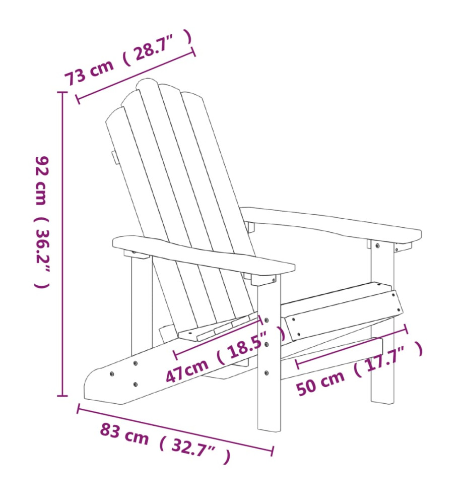 Chaises de jardin Adirondack avec table PEHD Marron