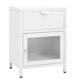 Tables de chevet 2 pcs Blanc 40x30x54,5 cm Acier et verre